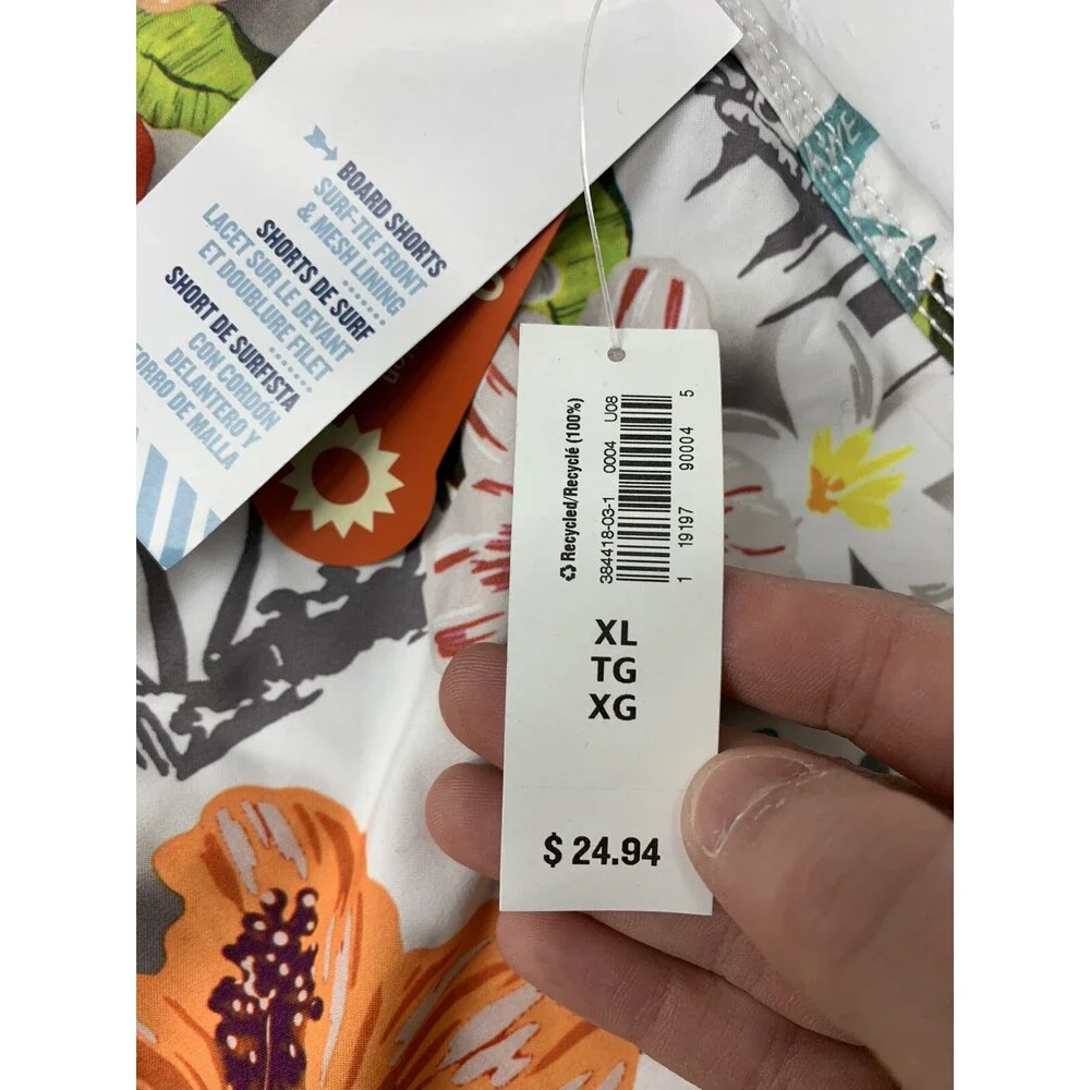 Old Navy Mens White Multicolor Floral Print Swim Trunks Size XL